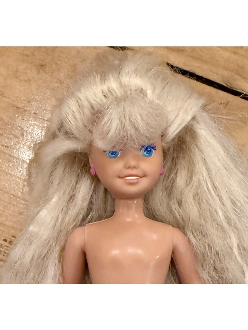 1991 Stacie Barbie’s Sister 8” Doll Crimped Blonde Hair Blue Eyes Pink Earrings